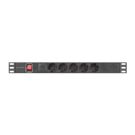 PDU Lanberg PDU-05F-0200-BK 1U 5 Salidas Tipo F 16A Protección y Aluminio