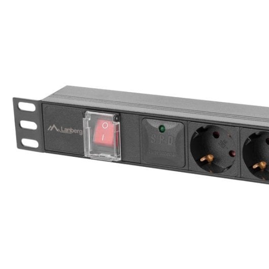PDU Lanberg PDU-05F-0200-BK 1U 5 Salidas Tipo F 16A Protección y Aluminio