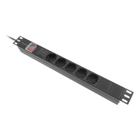 Régua de tomadas Lanberg PDU-05F-0200-BK 5 tomadas proteção alumínio 1U rack