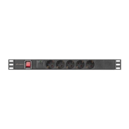 Régua de tomadas Lanberg PDU-05F-0200-BK 5 tomadas proteção alumínio 1U rack