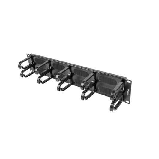 Panel gestión cables Lanberg AK-1204-B 2U 19" 10 asas negro metal plástico RAL9004