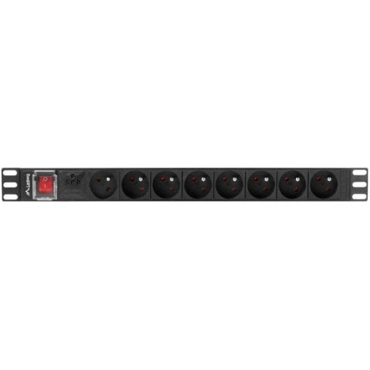 Régua de tomadas Lanberg PDU-08E-0200-BK 8 tomadas proteção interruptor rack 1U