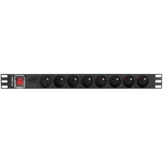Lanberg PDU-08E-0200-BK Stromverteiler 8 Ausgänge 16A 1U Aluminium Schwarz