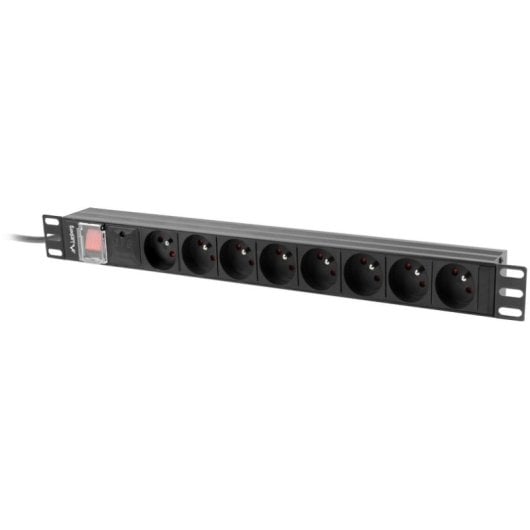 Lanberg PDU-08E-0200-BK Stromverteiler 8 Ausgänge 16A 1U Aluminium Schwarz