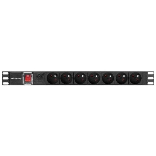 Multiprise Lanberg PDU-07E-0200-IEC-BK 7 Prises Protection Interrupteur Rack 1U Alu
