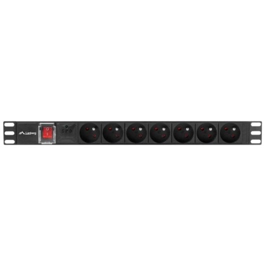 Regleta Lanberg PDU-07E-0200-IEC-BK 7 salidas tipo E 2500W 2m RACK 1U IEC C14 Negra