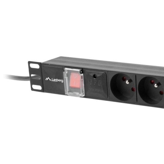 Regleta Lanberg PDU-07E-0200-IEC-BK 7 salidas tipo E 2500W 2m RACK 1U IEC C14 Negra