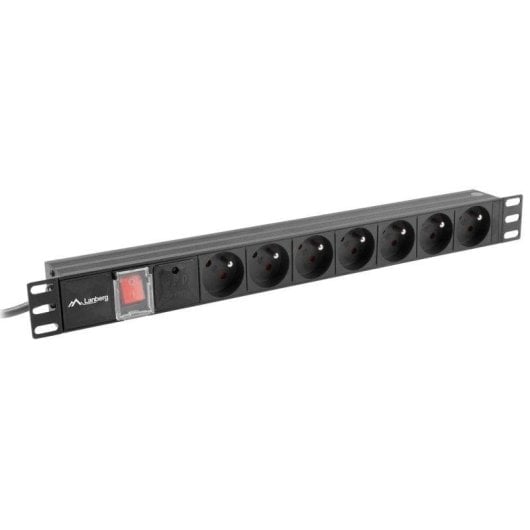 Multiprise Lanberg PDU-07E-0200-IEC-BK 7 Prises Protection Interrupteur Rack 1U Alu