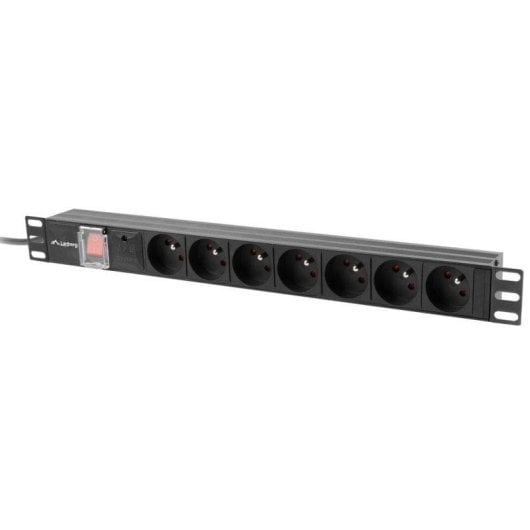 Multiprise Lanberg PDU-07E-0200-IEC-BK 7 Prises Protection Interrupteur Rack 1U Alu
