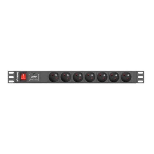 Multiprise Lanberg PDU-07E-0200-IEC-BK 7 Prises Protection Interrupteur Rack 1U Alu