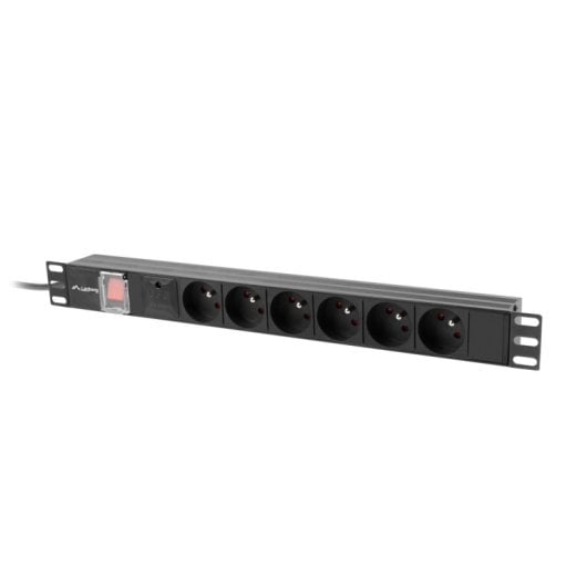 PDU Lanberg PDU-06E-0200-BK 6-Ausgänge 16A 200cm Aluminium Schwarz