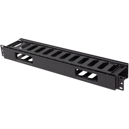 Organizador de cables 1U Lanberg AK-1703-B ABS 19" RAL9004 Negro con tornillos M6
