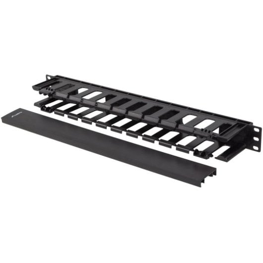 Organizador de cables 1U Lanberg AK-1703-B ABS 19" RAL9004 Negro con tornillos M6
