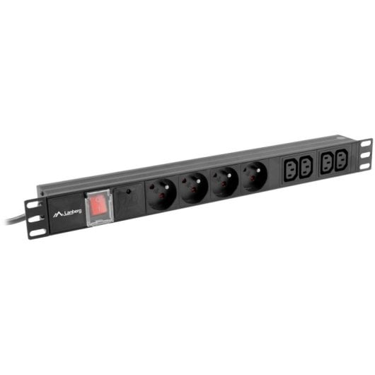 Regleta PDU Lanberg PDU-04E04I-0200-BK 1U 4x IEC C13 16A 2m Horizontal Aluminio
