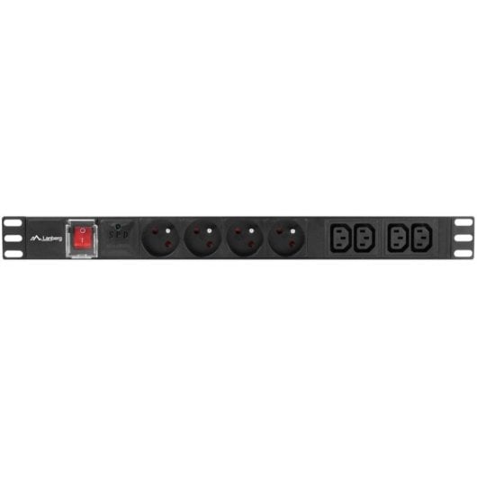 Regleta PDU Lanberg PDU-04E04I-0200-BK 1U 4x IEC C13 16A 2m Horizontal Aluminio