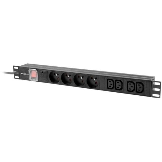 Multiprise Lanberg PDU-04E04I-0200-BK 4 Prises C13 Protection Fusible 1U 2 m