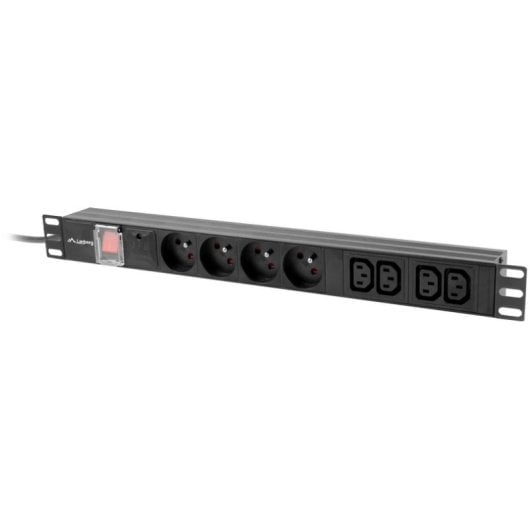 Regleta PDU Lanberg PDU-04E04I-0200-BK 1U 4x IEC C13 16A 2m Horizontal Aluminio