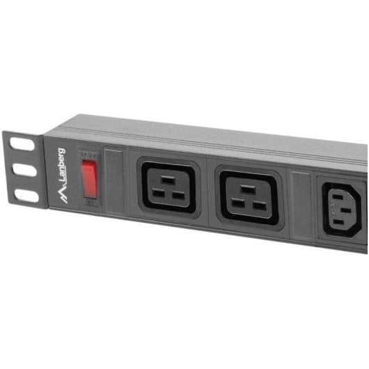 Multiprise Lanberg PDU-02I1908I-0200-C20-BK 10 Prises Protection Interrupteur Rack 1U