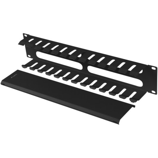 Organizador de cables Lanberg AK-1705-B 2U 19" acero negro RAL9004 incluye tornillos M6