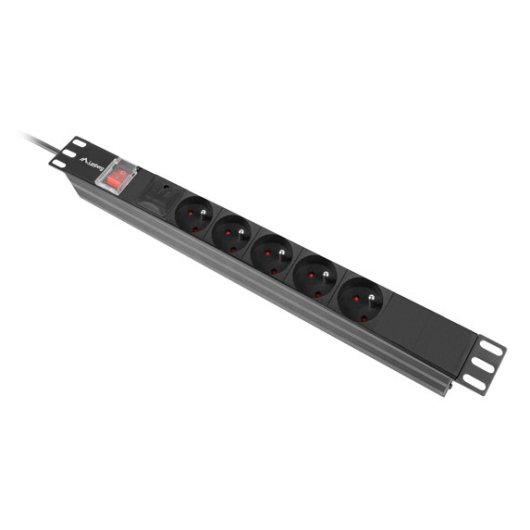 Regleta PDU Lanberg PDU-05E-0200-IEC-BK 5x Tipo E 1U Horizontal Aluminio 2m C14 Protección 16A