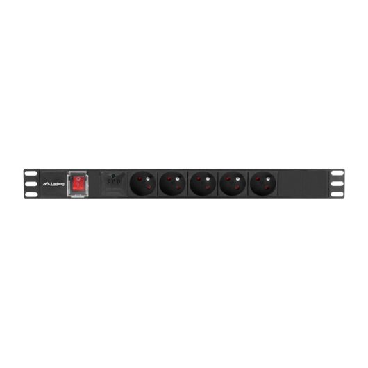 Regleta PDU Lanberg PDU-05E-0200-IEC-BK 5x Tipo E 1U Horizontal Aluminio 2m C14 Protección 16A