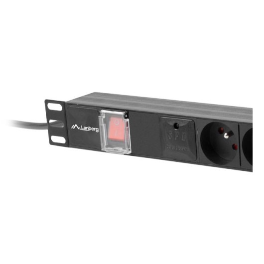 Regleta PDU Lanberg PDU-05E-0200-IEC-BK 5x Tipo E 1U Horizontal Aluminio 2m C14 Protección 16A