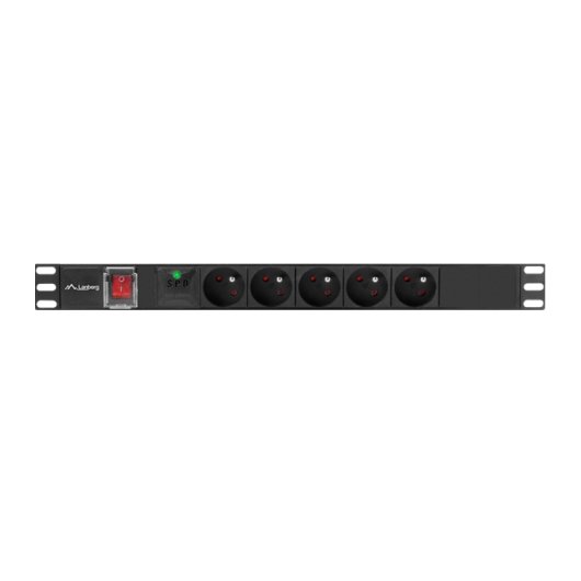 Regleta PDU Lanberg PDU-05E-0200-IEC-BK 5x Tipo E 1U Horizontal Aluminio 2m C14 Protección 16A