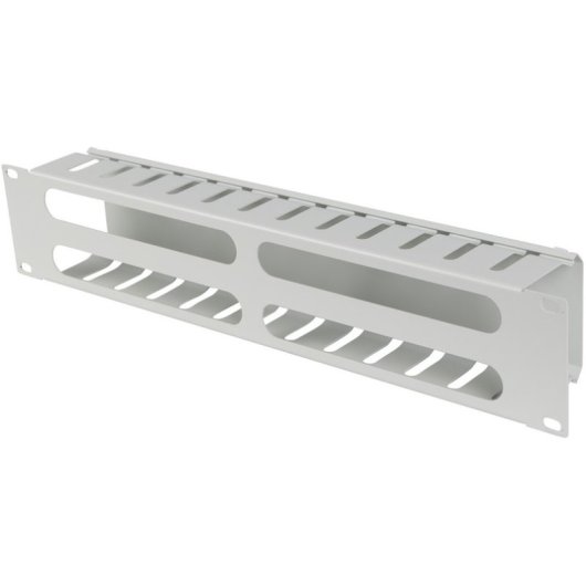 Organizador de cables Lanberg AK-1705-S 2U 19" acero gris RAL7035 con tapón y tornillos M6
