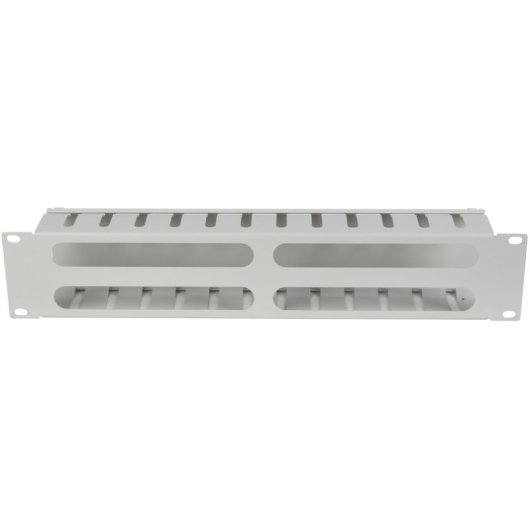 Organizador de cables Lanberg AK-1705-S 2U 19" acero gris RAL7035 con tapón y tornillos M6