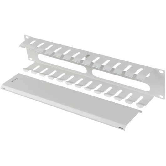 Organizador de cables Lanberg AK-1705-S 2U 19" acero gris RAL7035 con tapón y tornillos M6