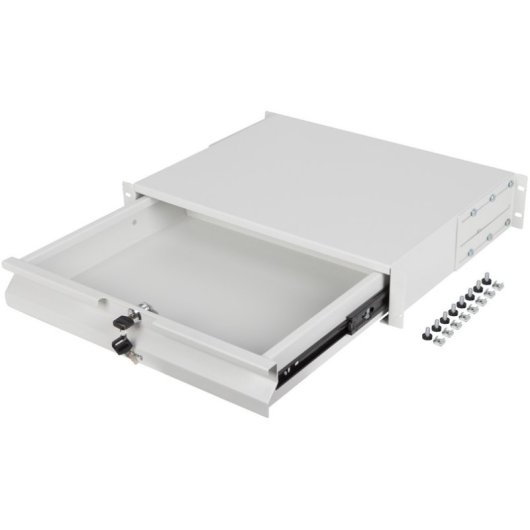 Cajón 19" Lanberg AK-2001-S Acero Gris RAL7035 2U Carga 90kg Ajustable 360-450mm