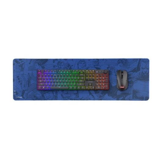 Alfombrilla Gaming Trust Superman XXL 930x300mm PET Base Antideslizante Bordes Cosidos