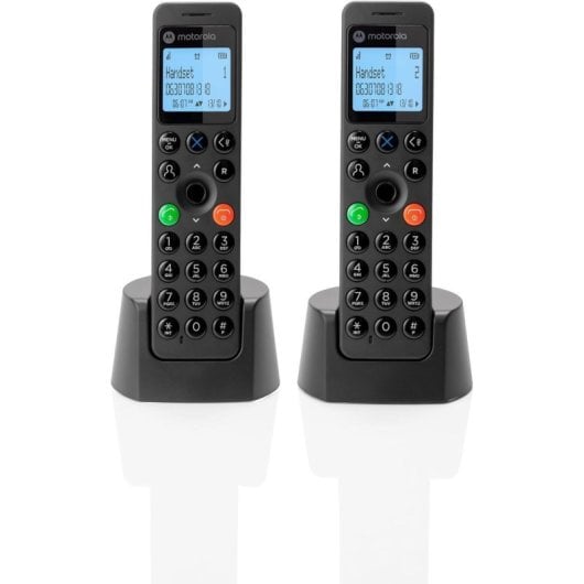 Teléfono DECT Motorola inalámbrico negro para mayores con altavoz y pantalla 1.6?