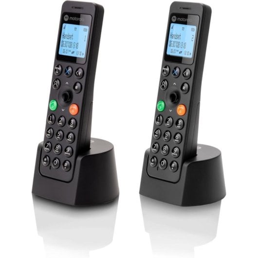 Teléfono DECT Motorola inalámbrico negro para mayores con altavoz y pantalla 1.6?