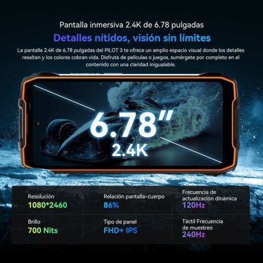 Smartphone OSCAL Pilot 3 12 Go 256 Go 5G Écran 6,78 pouces Triple caméra IA 50 MP