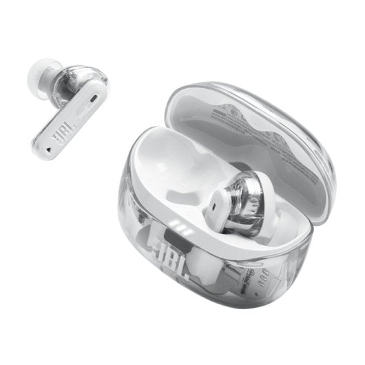Auriculares JBL inalámbricos Bluetooth 5.3 con Cancelación de Ruido True Wireless Blanco Transparente