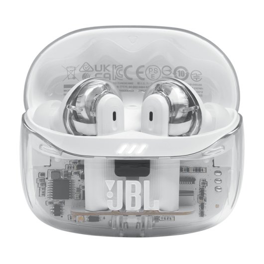 Auriculares JBL inalámbricos Bluetooth 5.3 con Cancelación de Ruido True Wireless Blanco Transparente