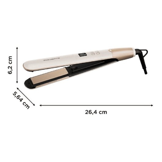 Lisseur Rowenta SF4633F0, 8 niveaux de température, plaques céramiques, fonction ionique, beige