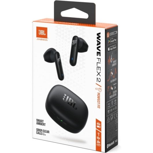 Auriculares JBL Wave Flex 2 inalámbricos bluetooth com microfone preto