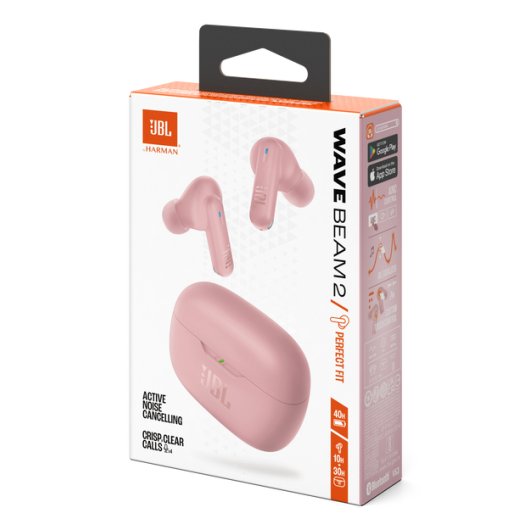 Auriculares JBL Wave Beam 2 Inalámbricos con Cancelación de Ruido, Rosa