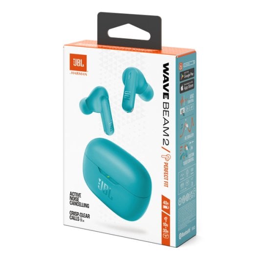 Auriculaires JBL Wave Beam 2 sans fil avec Annulation de Bruit, Couleur Bleu
