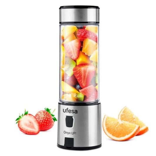 Batidora de Vaso Portátil Ufesa Onyx GO & UP! 400ml Tritán 6 Cuchillas Carga USB Negra