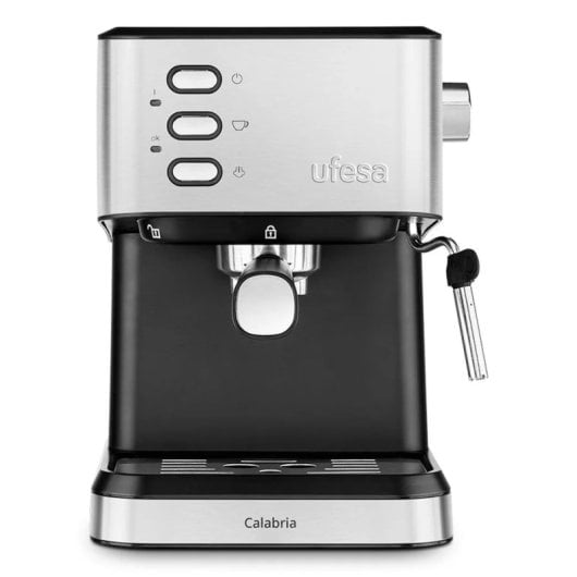 Macchina per caffè espresso Ufesa Calabria da 1,5 l e 20 bar in acciaio inox con vaporizzatore e scaldatazze
