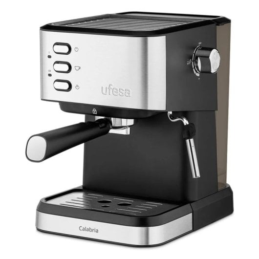 Macchina per caffè espresso Ufesa Calabria da 1,5 l e 20 bar in acciaio inox con vaporizzatore e scaldatazze
