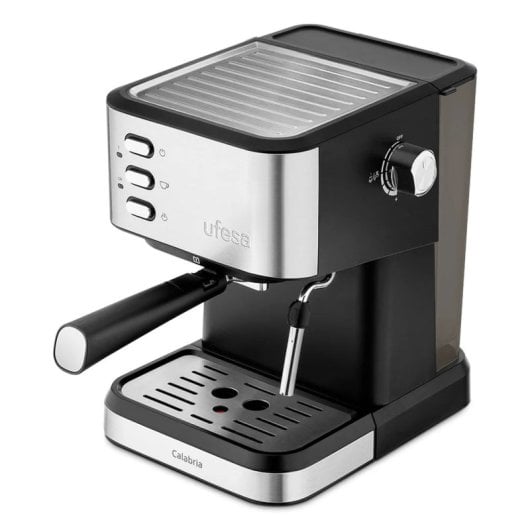 Macchina per caffè espresso Ufesa Calabria da 1,5 l e 20 bar in acciaio inox con vaporizzatore e scaldatazze