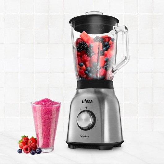 Batidora de vaso Ufesa 70205336 Zafiro Plus 1250W 1,5L 6 cuchillas cristal picahielos