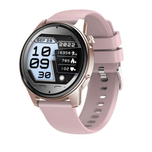 Montre connectée Denver SWC-392RO Bluetooth, écran AMOLED, IP67, rose, oxymètre, fonctionnalités santé