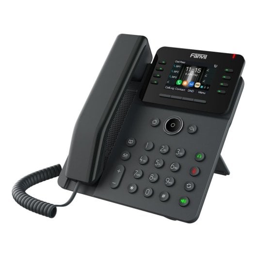 Teléfono IP Fanvil Gigabit 12 líneas LCD Altavoz PoE Montaje en pared Negro