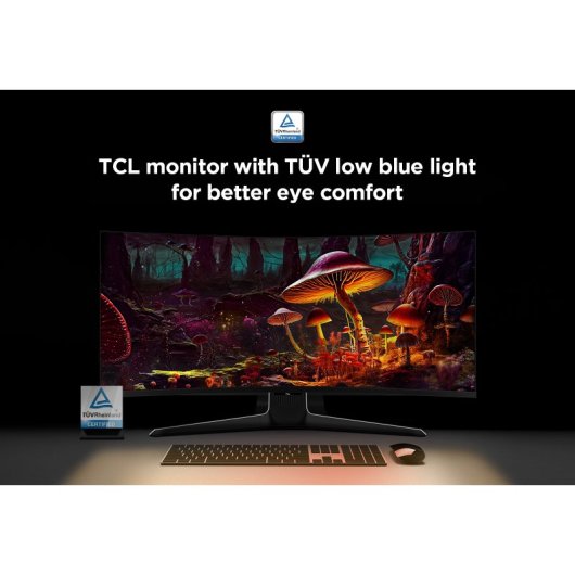 Monitor TCL 34R83Q 34" Ultra WQHD 170Hz Mini-LED QLED Curvo VA KVM USB-C 90W FreeSync G-Sync
