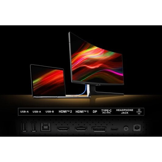 Monitor TCL 34R83Q 34" Ultra WQHD 170Hz Mini-LED QLED Curvo VA KVM USB-C 90W FreeSync G-Sync